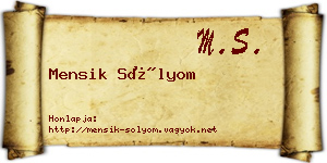 Mensik Sólyom névjegykártya